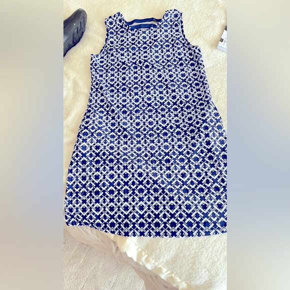 Navy and White UPF Dress Sleeveless Stretch M - Picture 3 of 4
